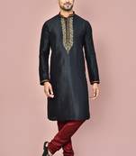 Black mulbury  kurta with pattern work&hand work churidar