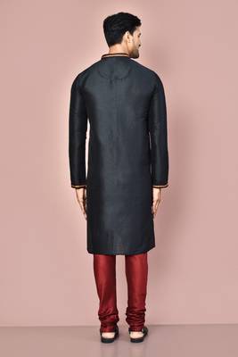 black mulberry silk kurta with hand work churidar 4