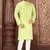 Green cotton  kurta with pattern work&wooden button churidar