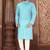 Sky blue cotton  kurta with pattern work&wooden button churidar