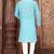 Sky blue cotton  kurta with pattern work&wooden button churidar