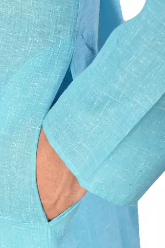 sky blue cotton kurta with white churidar set