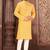 Yellow cotton  kurta with pattern work&wooden button churidar