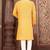Yellow cotton  kurta with pattern work&wooden button churidar