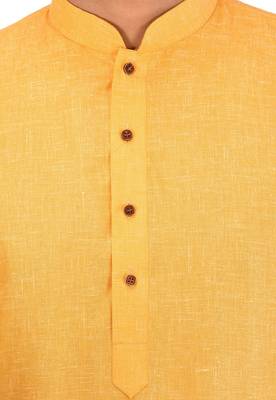 yellow cotton kurta with white churidar set 3