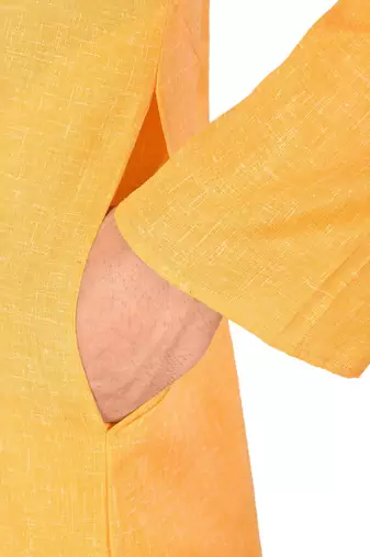 yellow cotton kurta with white churidar set