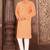 Orange cotton  kurta with pattern work&wooden button churidar