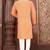 Orange cotton  kurta with pattern work&wooden button churidar