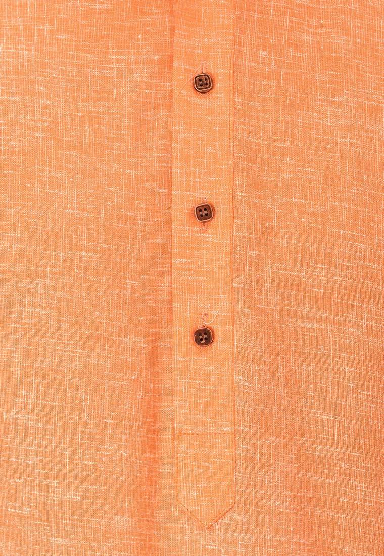 Orange cotton  kurta with pattern work&wooden button churidar