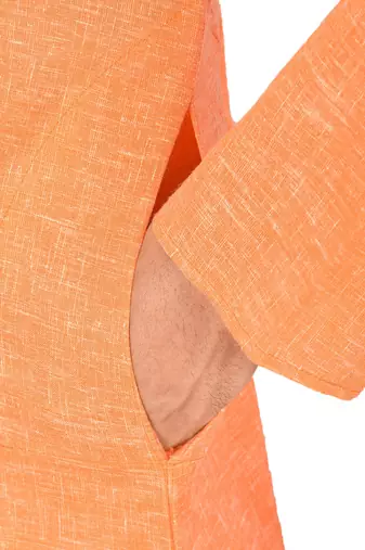 orange cotton kurta with pattern style churidar