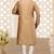 Cream dupion art silk  kurta with hand work on collar and front button line churidar