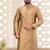 Cream dupion art silk  kurta with hand work on collar and front button line churidar