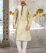 Sea green dupion art silk  kurta with patten work&hand work churidar