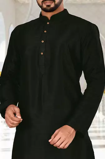 black art dupion silk kurta with classic churidar