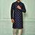 Blue dupion art silk  kurta with computerised embroidery machine work churidar