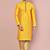 Mustard dupion art silk  kurta with computerised embroidery machine work churidar