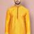 Mustard dupion art silk  kurta with computerised embroidery machine work churidar