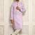 Purple pin cheks cotton   kurta with pipein work hand made buttons churidar