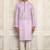 Purple pin cheks cotton   kurta with pipein work hand made buttons churidar