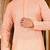Peach pin cheks cotton   kurta with pipein work hand made buttons churidar