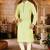 Green pin cheks cotton   kurta with pipein work hand made buttons churidar