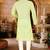 Green pin cheks cotton   kurta with pipein work hand made buttons churidar