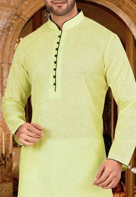 light green cotton pin checks kurta set with pipein work 3