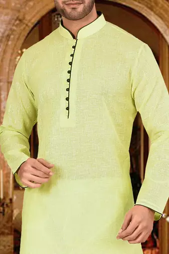 light green cotton pin checks kurta set with pipein work