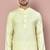 Yellow cotton stripe  kurta with  fancy buttons churidar