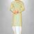 Yellow cotton stripe  kurta with  fancy buttons churidar