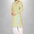 Yellow cotton stripe  kurta with  fancy buttons churidar