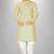 Yellow cotton stripe  kurta with  fancy buttons churidar