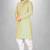 Yellow cotton stripe  kurta with  fancy buttons churidar