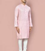 Pink cotton stripe  kurta with  fancy buttons churidar