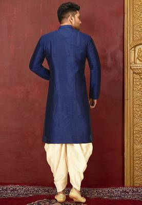 blue art dupion silk kurta with patiala bottom set 2
