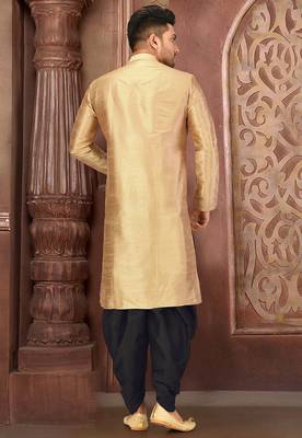 beige art dupion silk kurta with patiala bottom set 2