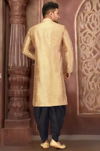 beige art dupion silk kurta with patiala bottom set