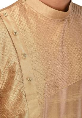 beige art dupion silk kurta with patiala bottom set 3