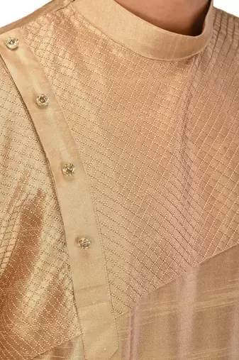 beige art dupion silk kurta with patiala bottom set