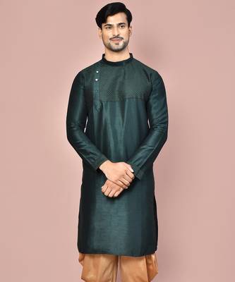 green art dupion silk kurta with patiala bottom set 1