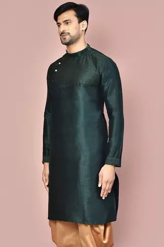 green art dupion silk kurta with patiala bottom set