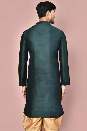 green art dupion silk kurta with patiala bottom set