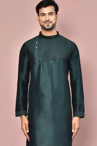 green art dupion silk kurta with patiala bottom set