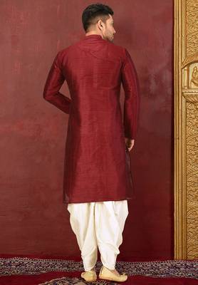red art dupion silk kurta with patiala bottom set 2