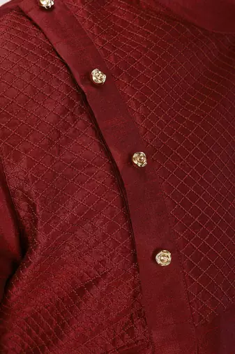 red art dupion silk kurta with patiala bottom set