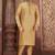 Dark beige  dupion art silk  kurta with machine dk work in collar and button line printex work churidar