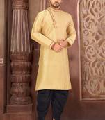 Navy blue  dupion art silk  kurta with machine dk work in collar and button  printex work churidar