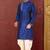 Navy blue dupion art silk  kurta with machine dk work in collar and button line churidar
