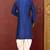 Navy blue dupion art silk  kurta with machine dk work in collar and button line churidar