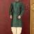 Bottle green dupion art silk  kurta with machine dk work in collar and button line churidar